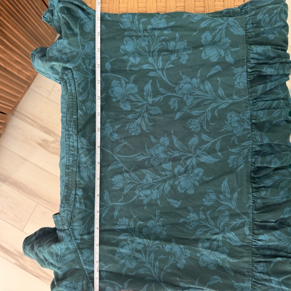Faherty Somerset Maxi Dress Teal Floral Organic Cotton Square Neck Puff Sleeve S - Picture 6 of 8